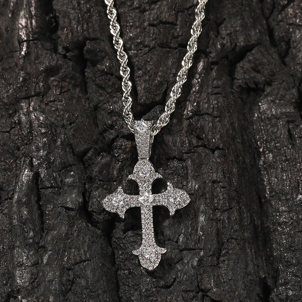 Hip-Hop Style Instagram Trendy Zircon Cross Necklace