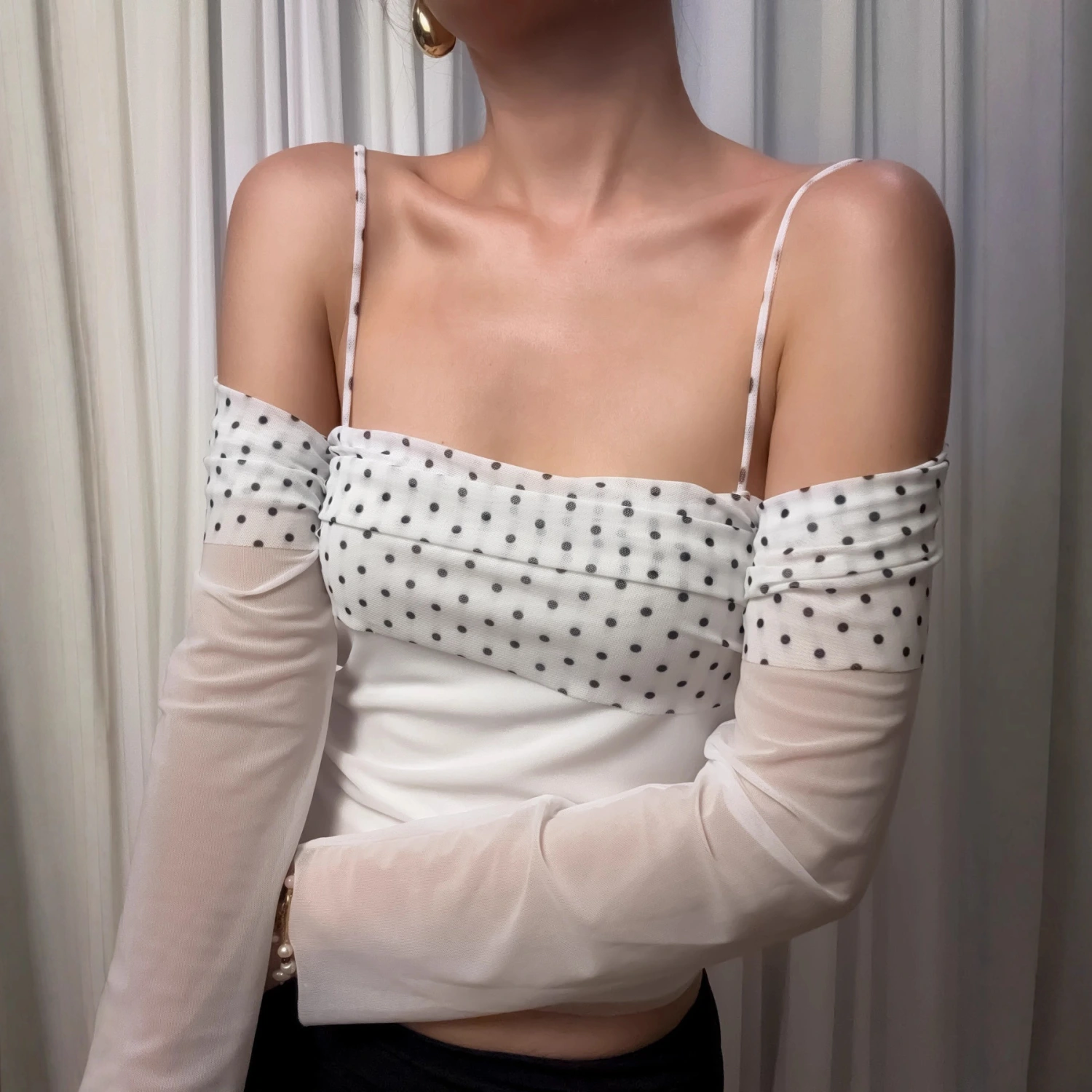 Strapless Polka-dot T-shirt
