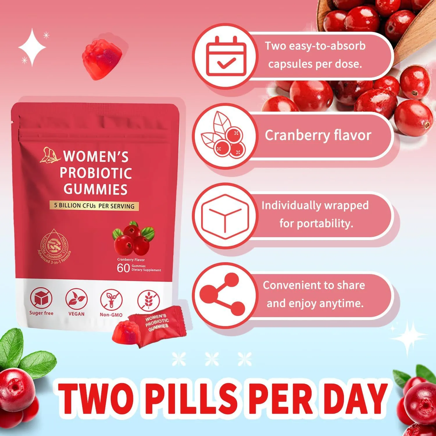 Cranberry Womens Probiotic Gummies