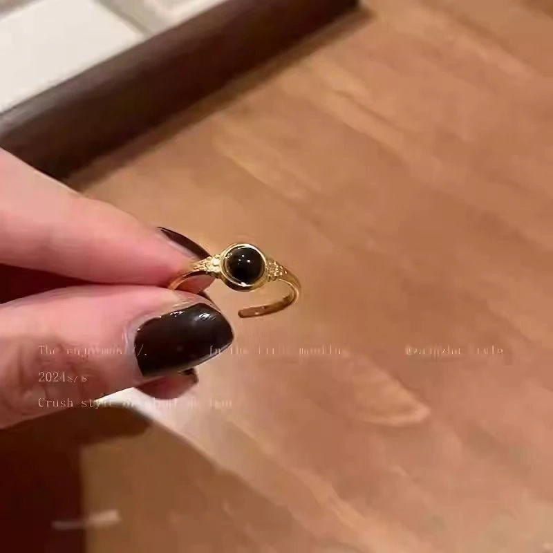 Vintage Tiger Eye Open Ring For Women, Maillard Retro Niche Design High-End Index Finger Ring