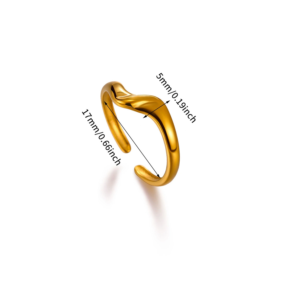18K Gold Plated Titanium Steel Ring Irregular Geometric Spliced Women Jewelry