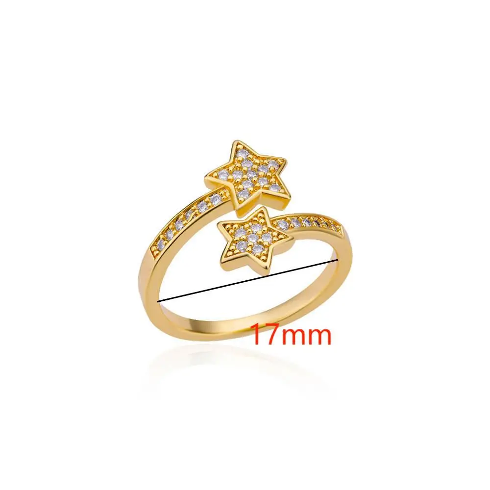 18K Gold Plated Stainless Steel Ring Heart Cross Flower Design Lady Accessory