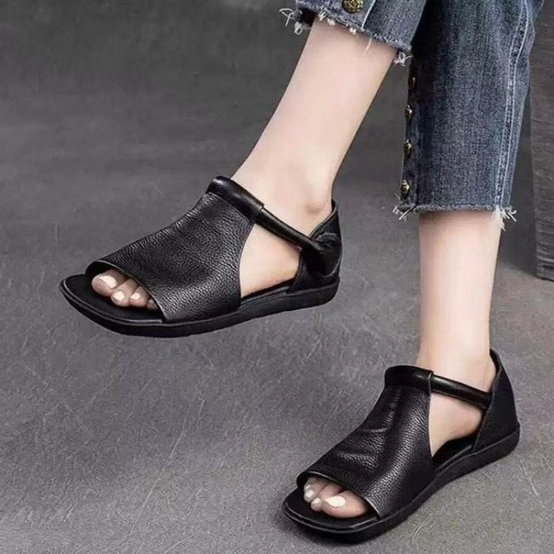 Summer Hollow Women's Sandals Flat Soft Bottom Low-top Roman Shoes