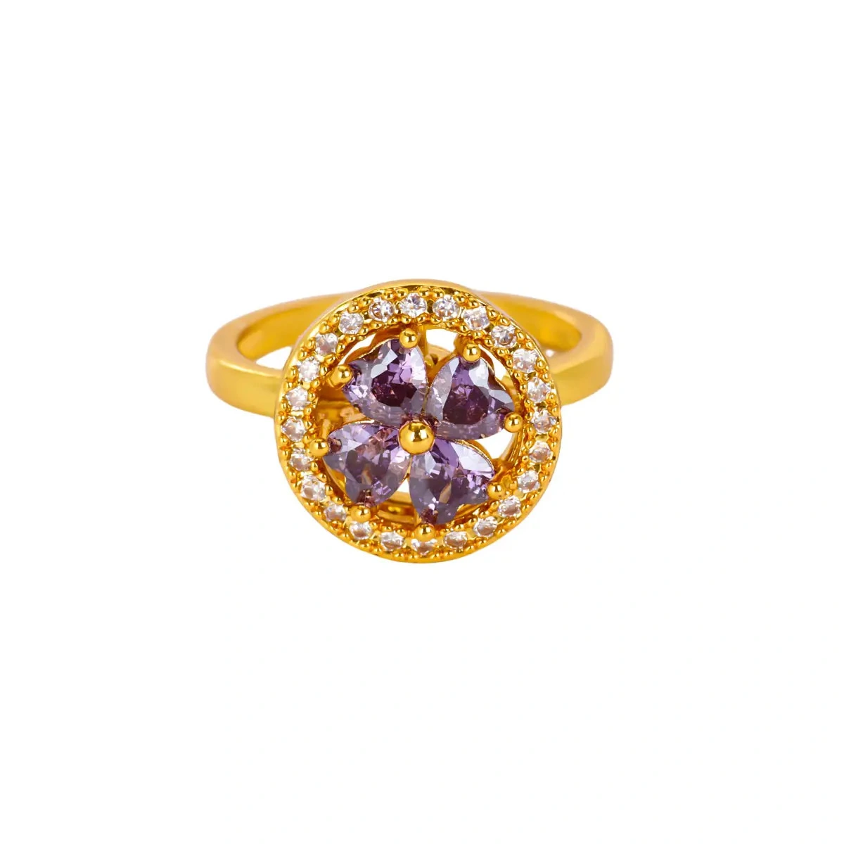 Anti-pressure Rotatable Flower Ring Sparkling Zircon Ladies Daily Jewelry