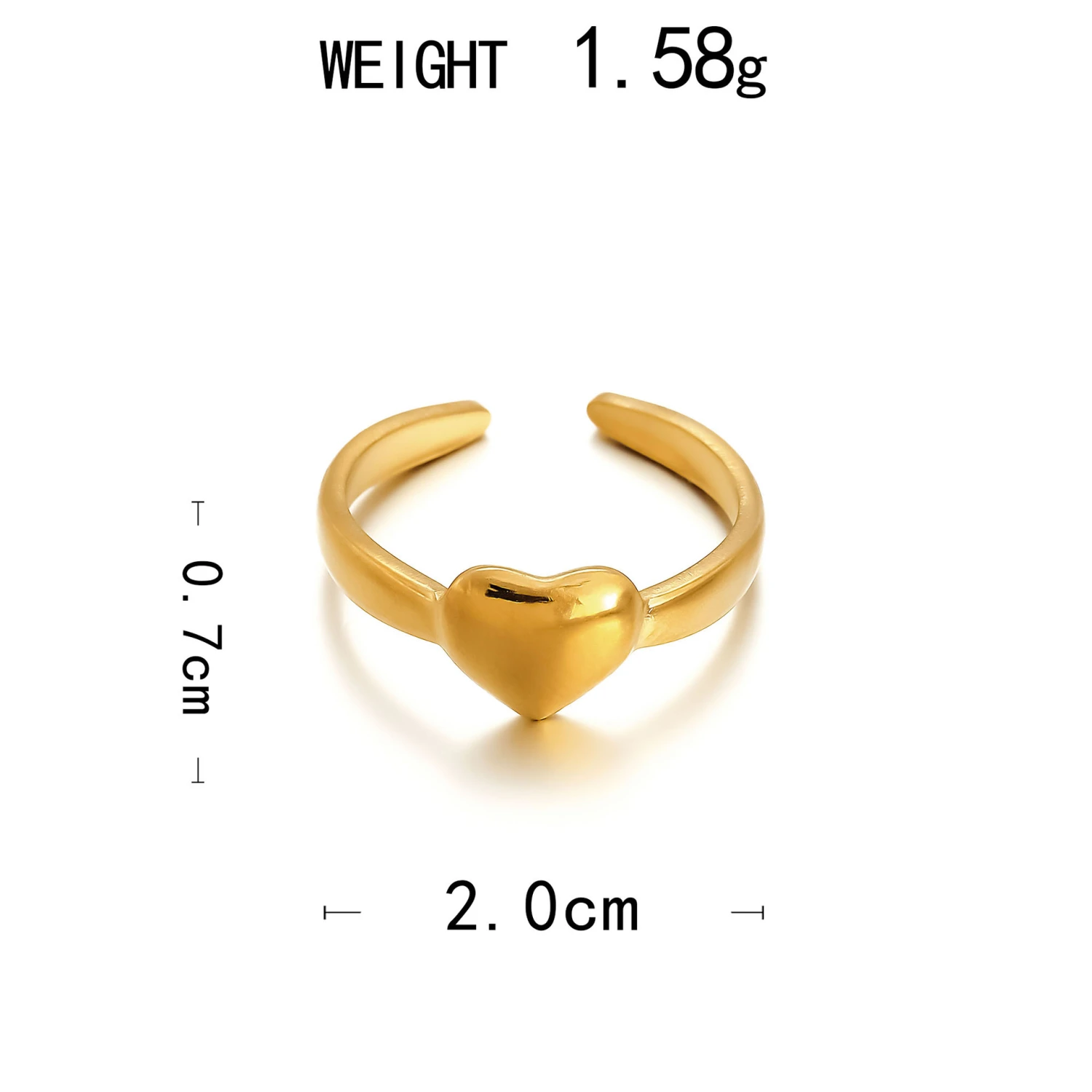 New Stainless Steel Vacuum Plated 18K Gold Starfish Shell Heart Flower Open Ring