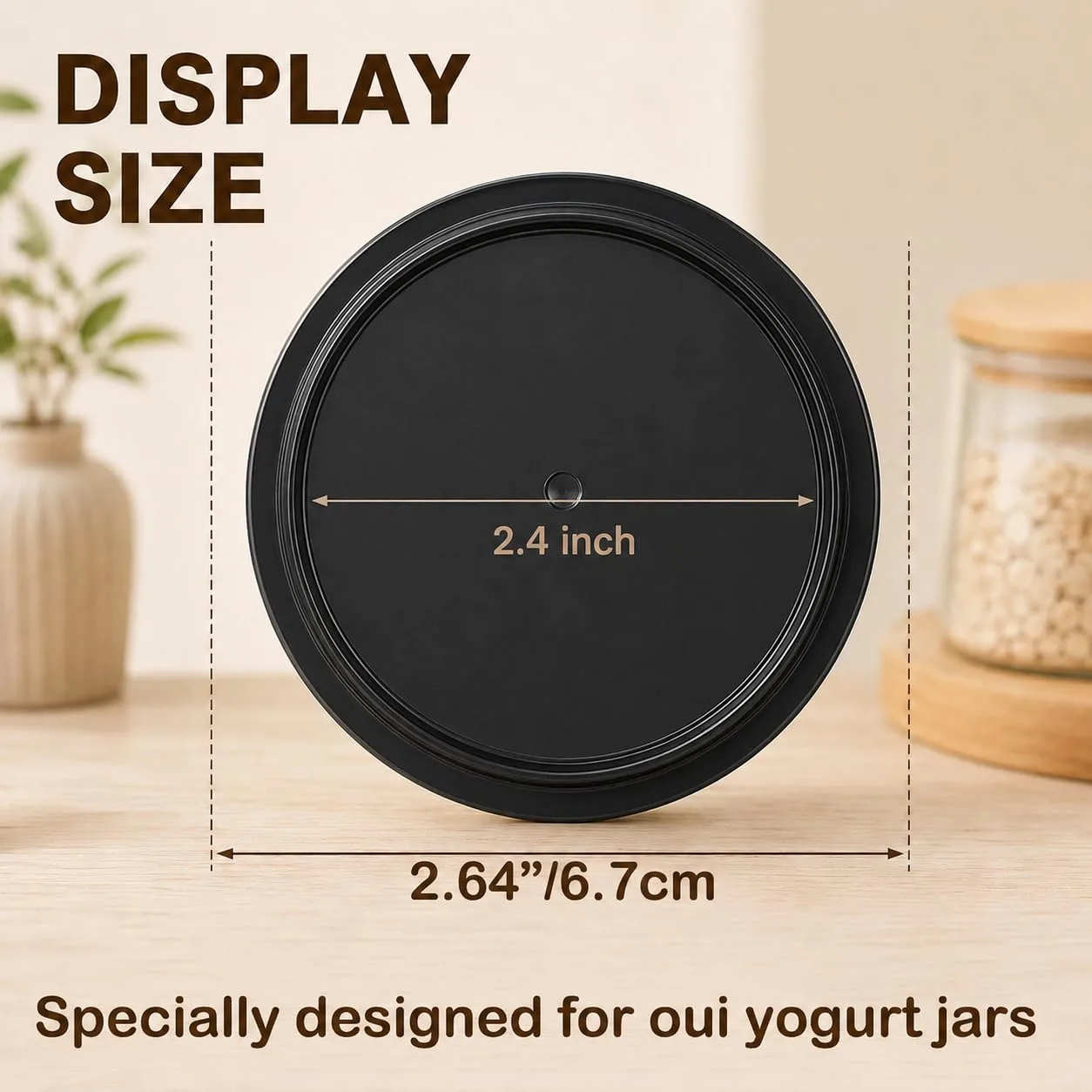 15 Pack Yogurt Jar Lids, BPA-Free Yogurt Container Jar Lids, Reusable Clear Plastic Jar Lids, Ideal for Oui Yogurt Jars, Glass Jars, Replacement Compatible (Black)