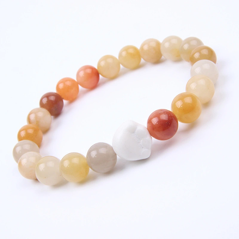 8mm Volcanic Stone Agate Chalcedony And Crystal Beaded Bracelet