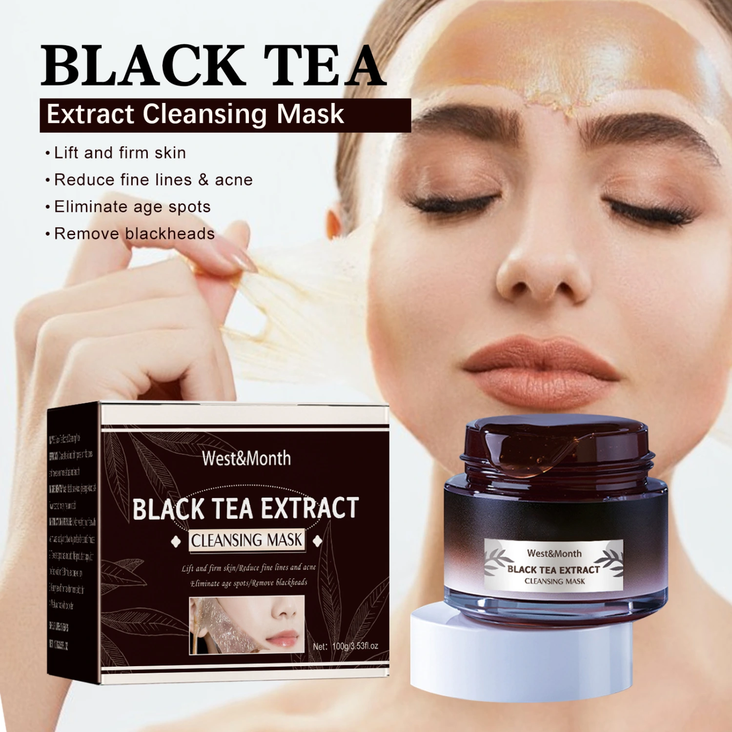 Black Tea Facial Mask Cleansing Pores Daub-type