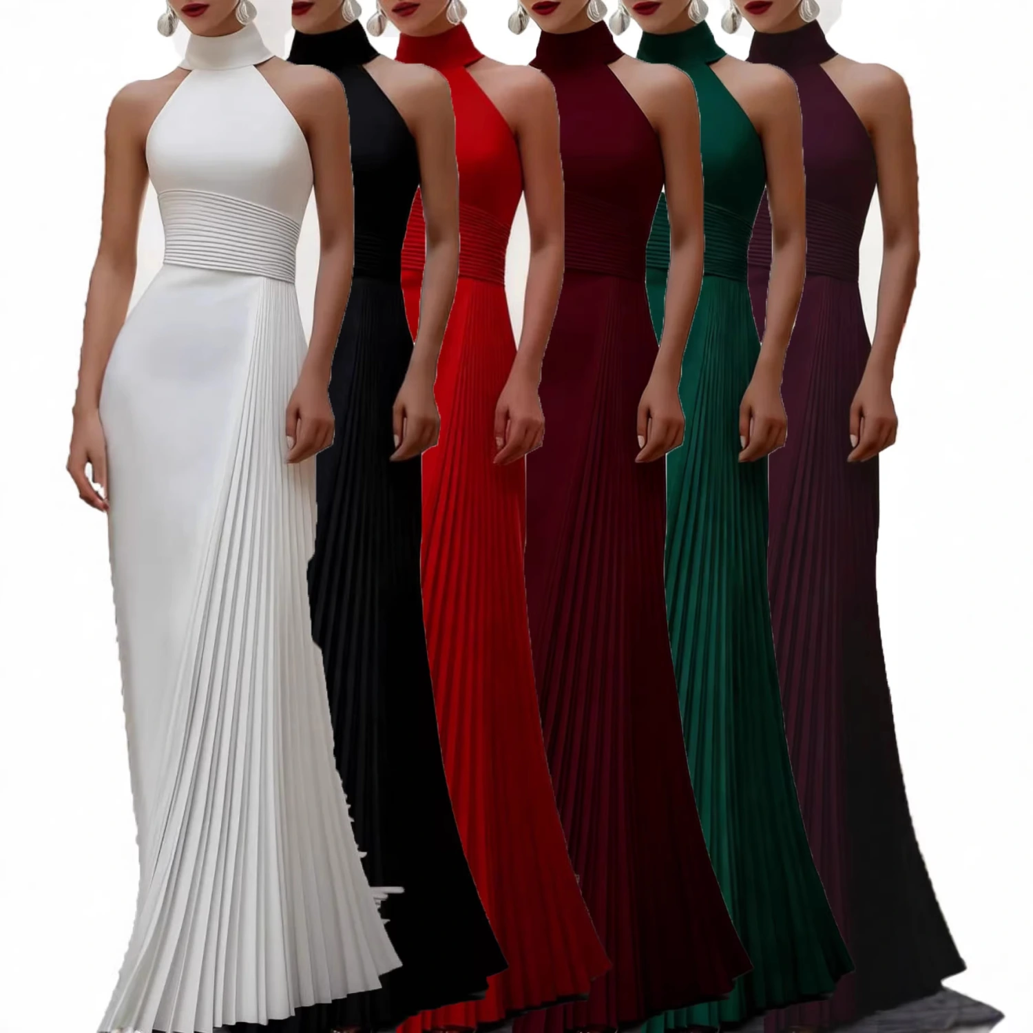 Pleated Solid-color Dress Available In Multiple Colors