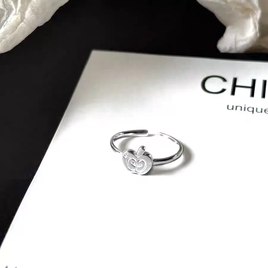 1pc 999 Sterling Silver Apple Open Ring, Minimalist Style, Perfect For Daily Wear And Christmas Eve Valentine's Gift