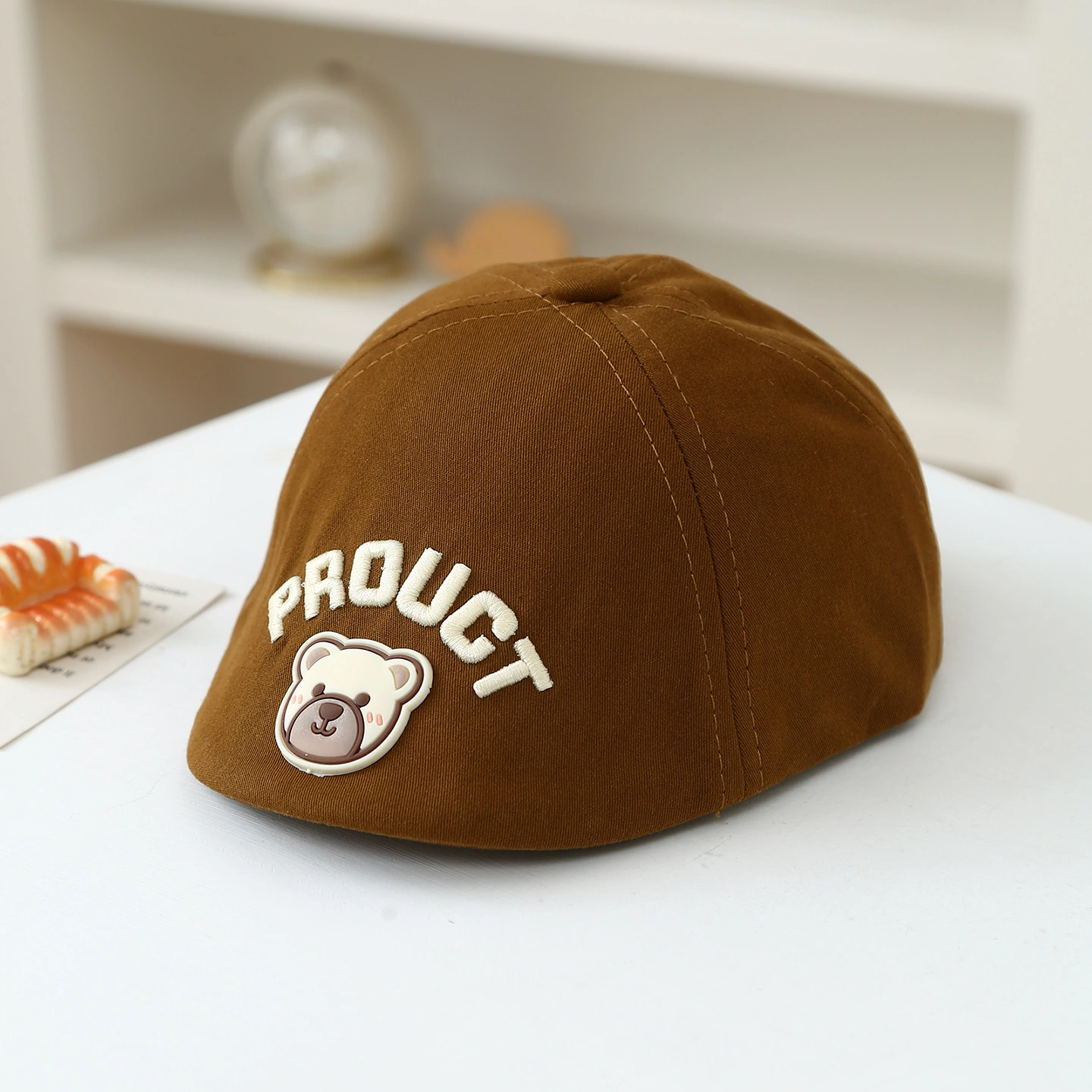 Summer Baby Drawing Board Bear Head Fashionally Cute Style Fedora Cap Suitable For Daily Sun Protection For Children's Outdoor Play
