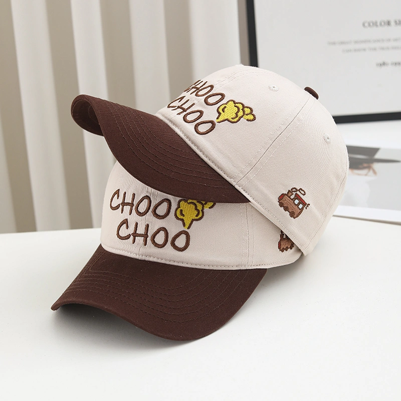The New Women's Embroidered Letter Color-blocked Small Train Fashion Casual Hat With Adjustable Brim Is Suitable For Outdoor Outings, Daily Shopping And Leisure Activities.
