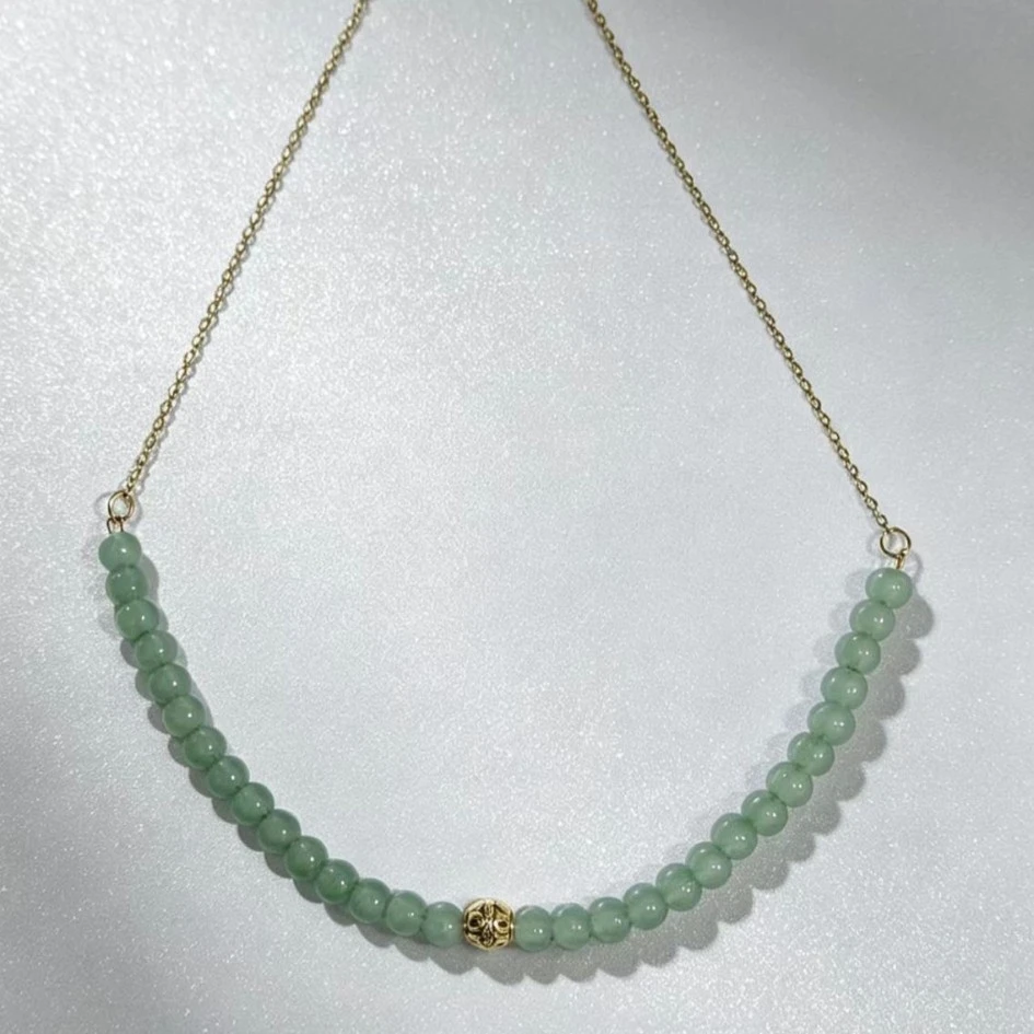 Arrival Forest-Style Fresh And Minimalist Dongling Stone Round Bead Necklace