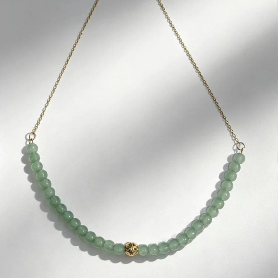 Arrival Forest-Style Fresh And Minimalist Dongling Stone Round Bead Necklace