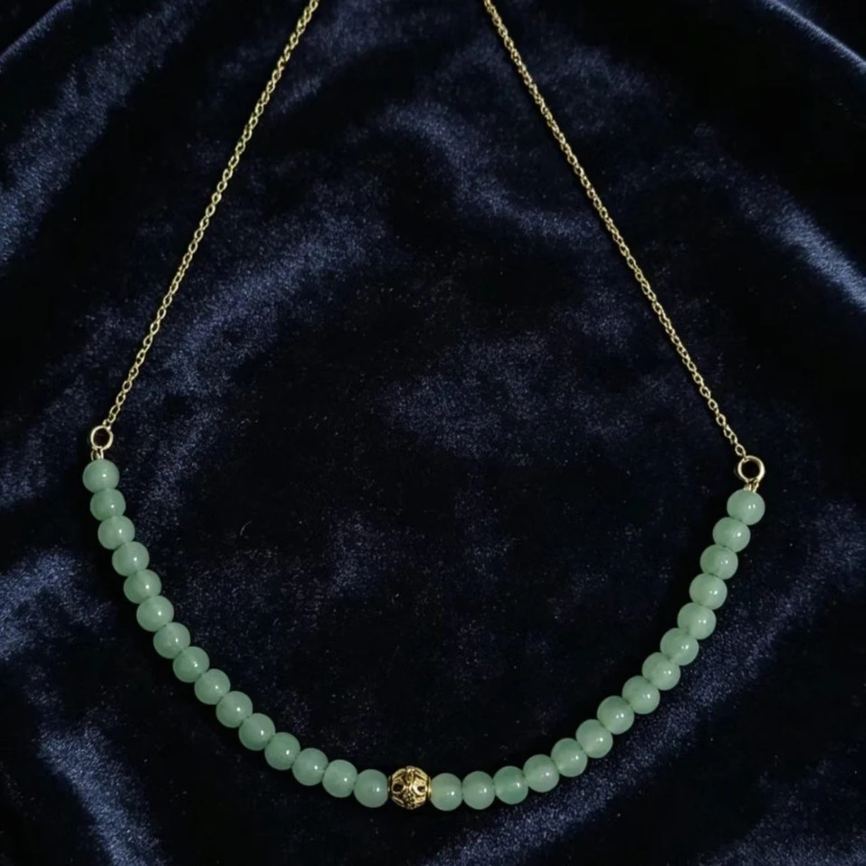 Arrival Forest-Style Fresh And Minimalist Dongling Stone Round Bead Necklace