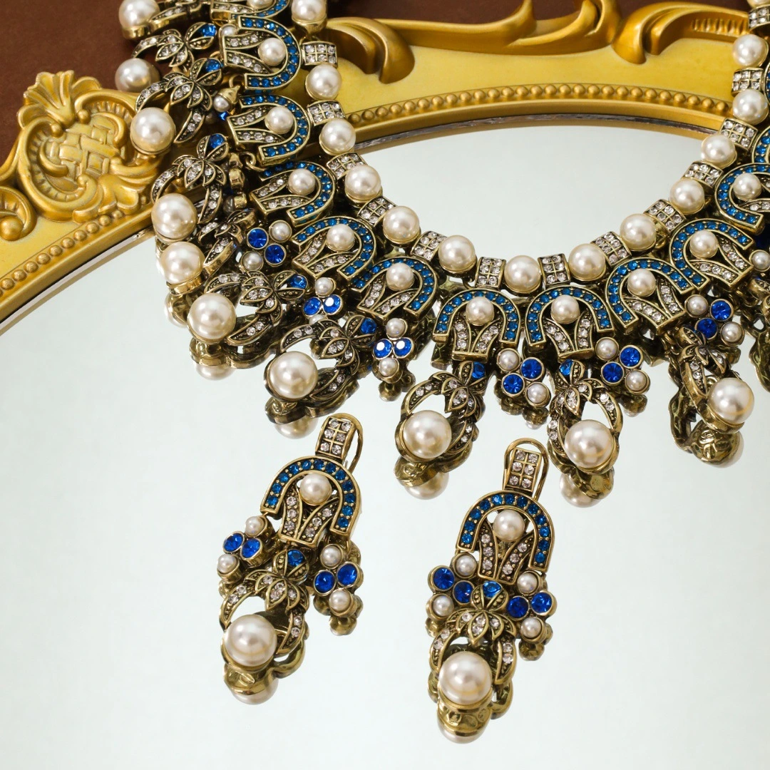 Pearl Tassel Earring And Necklace Set Vintage-style