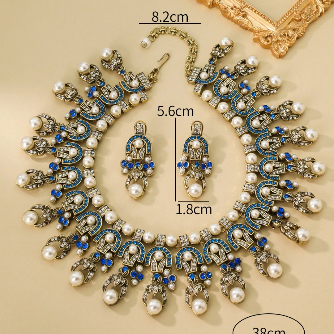 Pearl Tassel Earring And Necklace Set Vintage-style