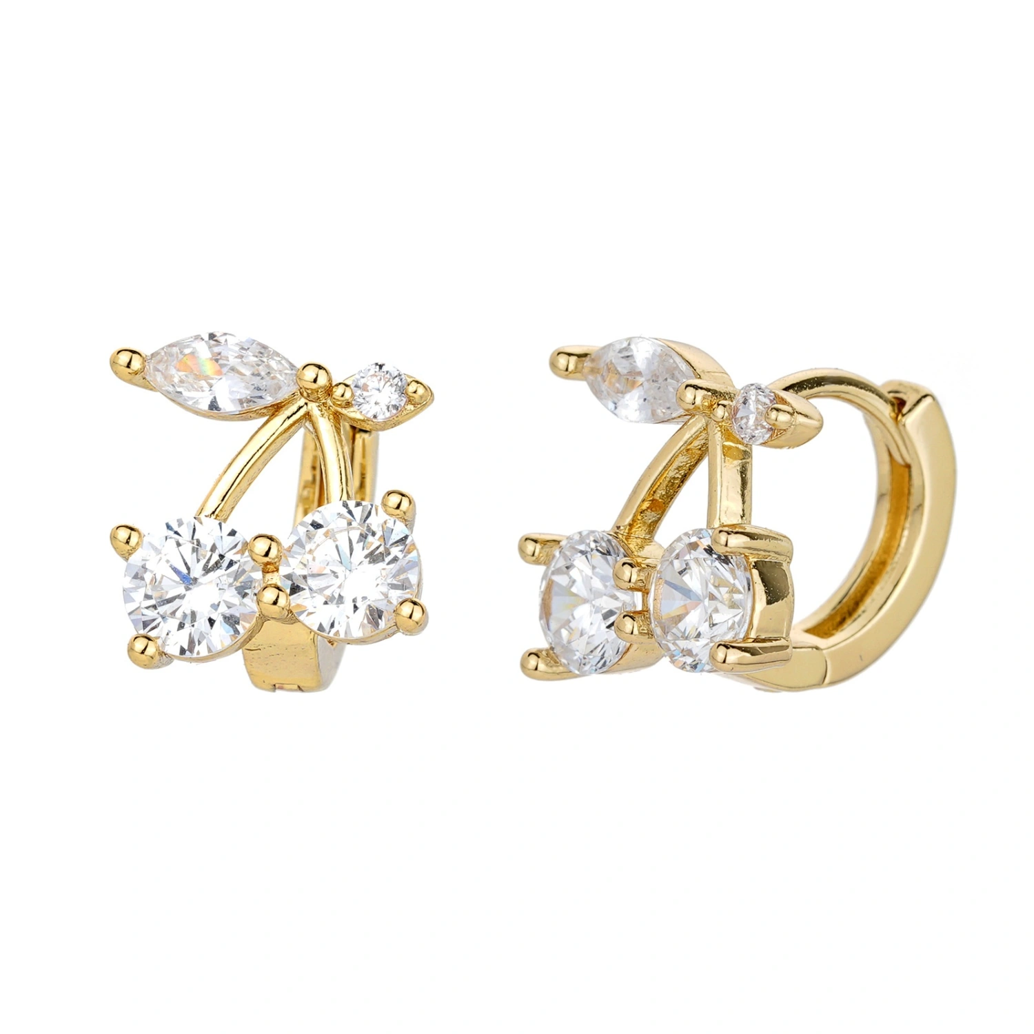 Light-luxury Cherry-inlaid Zircon Metal Ear Clips