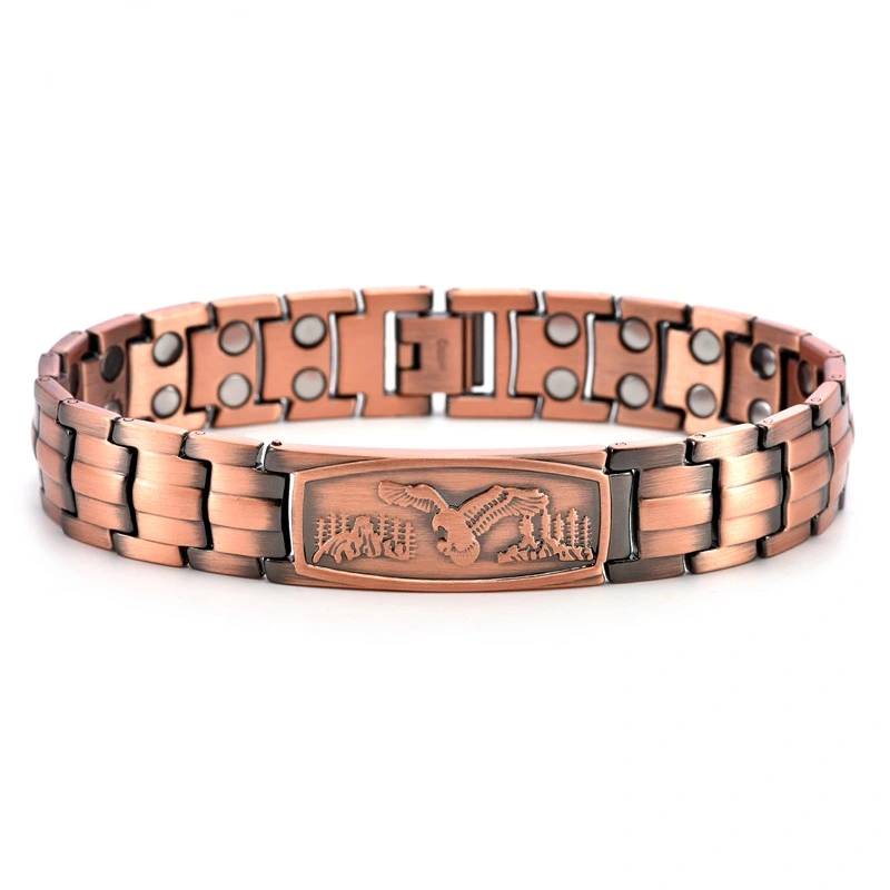 Red Copper Strip-bent, Tortoise-shell-shaped Magnetic Copper Bracelet