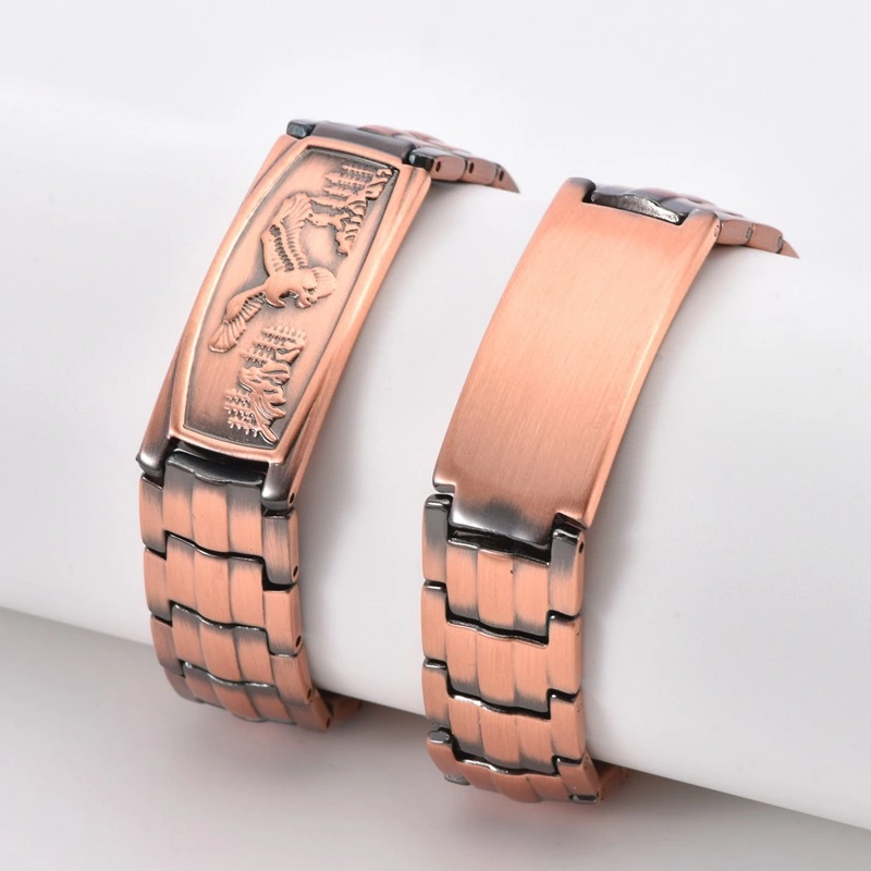 Red Copper Strip-bent, Tortoise-shell-shaped Magnetic Copper Bracelet