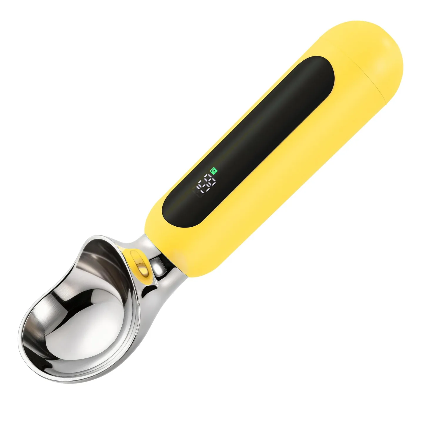 Heated Ice Cream Scoop, Rechargeable Electric Ice Cream Scoop with Touch-Activated Heating, LED Display, 2oz Scoop Head, Heats to 158°F, Auto Shut-Off, IP67 Rated for Hard Ice Cream & Gelato(Yellow)