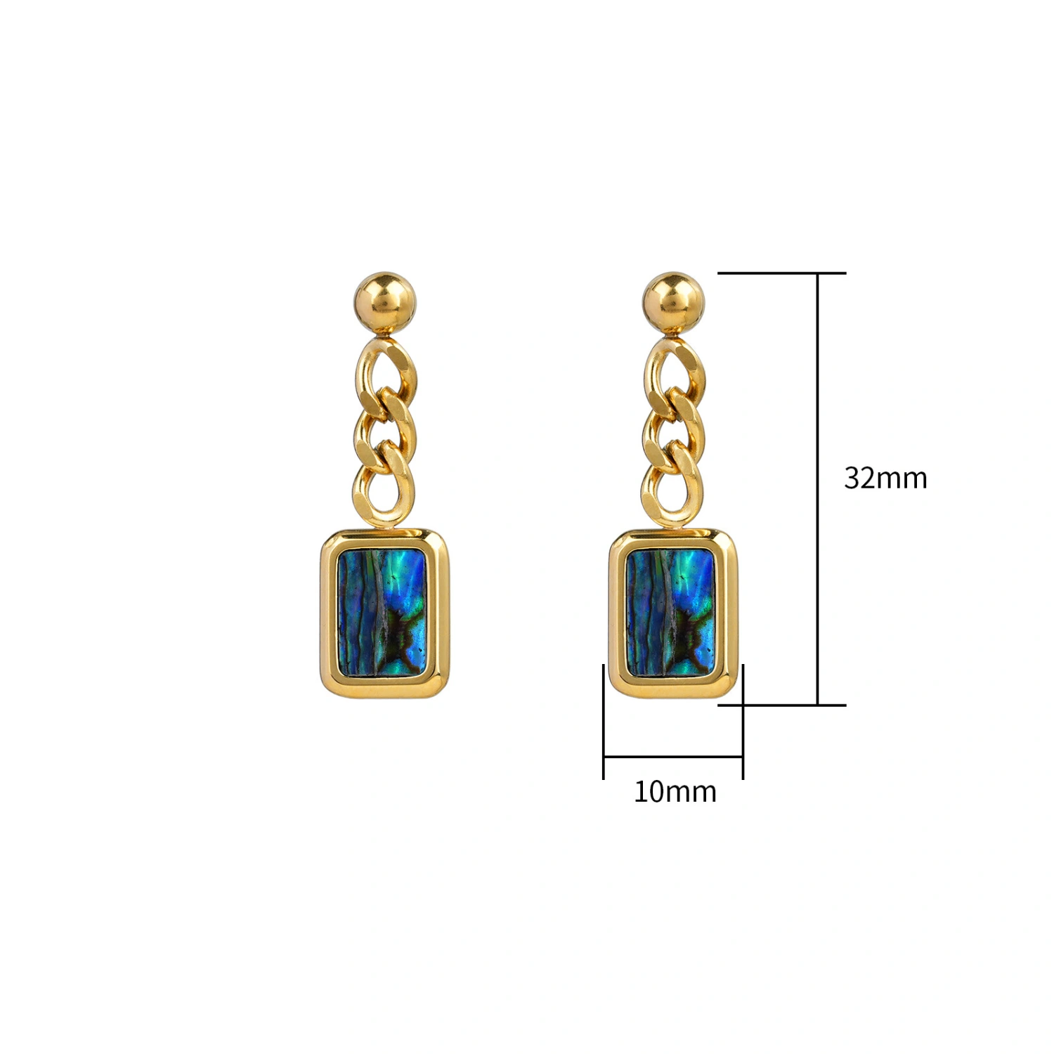 Affordable Luxury Abalone Shell Shaped Earrings With A Chain