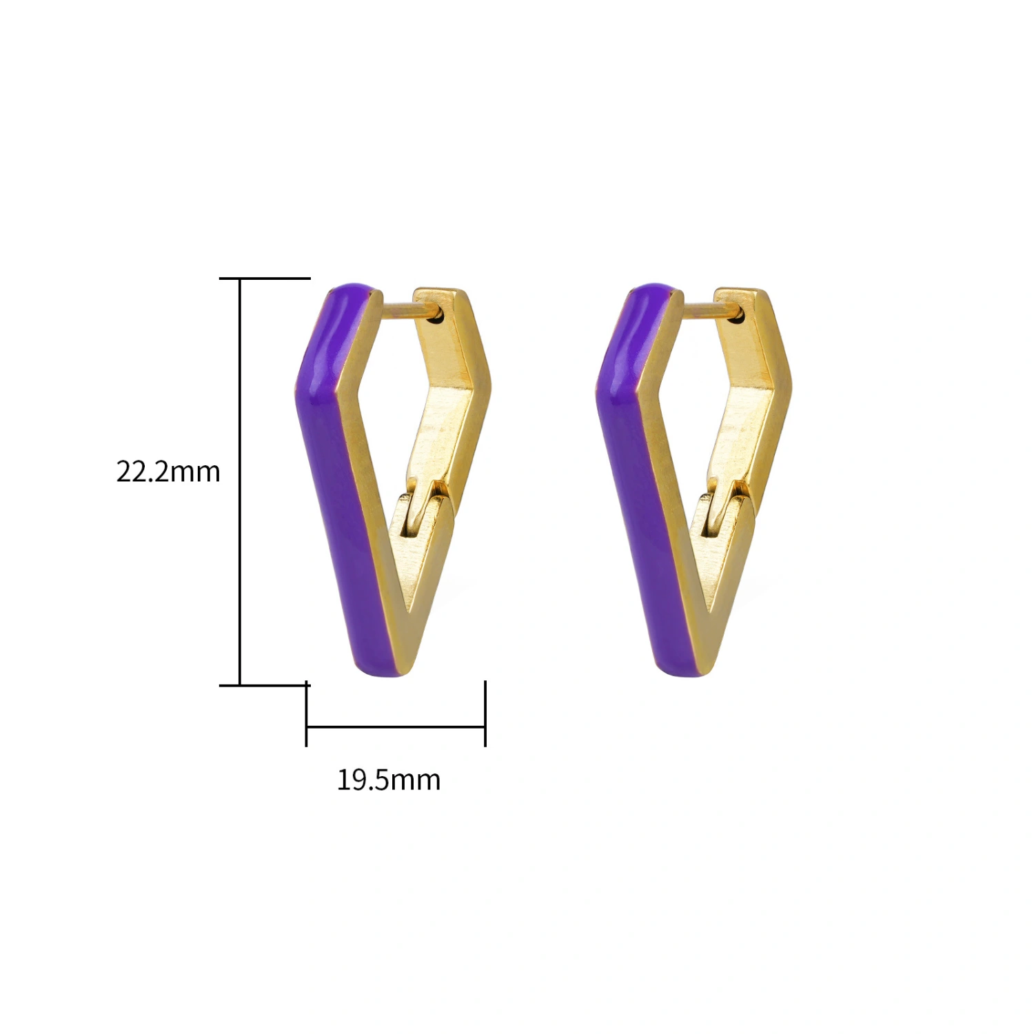 Purple Dripped Glaze Geometric Triangle Earrings