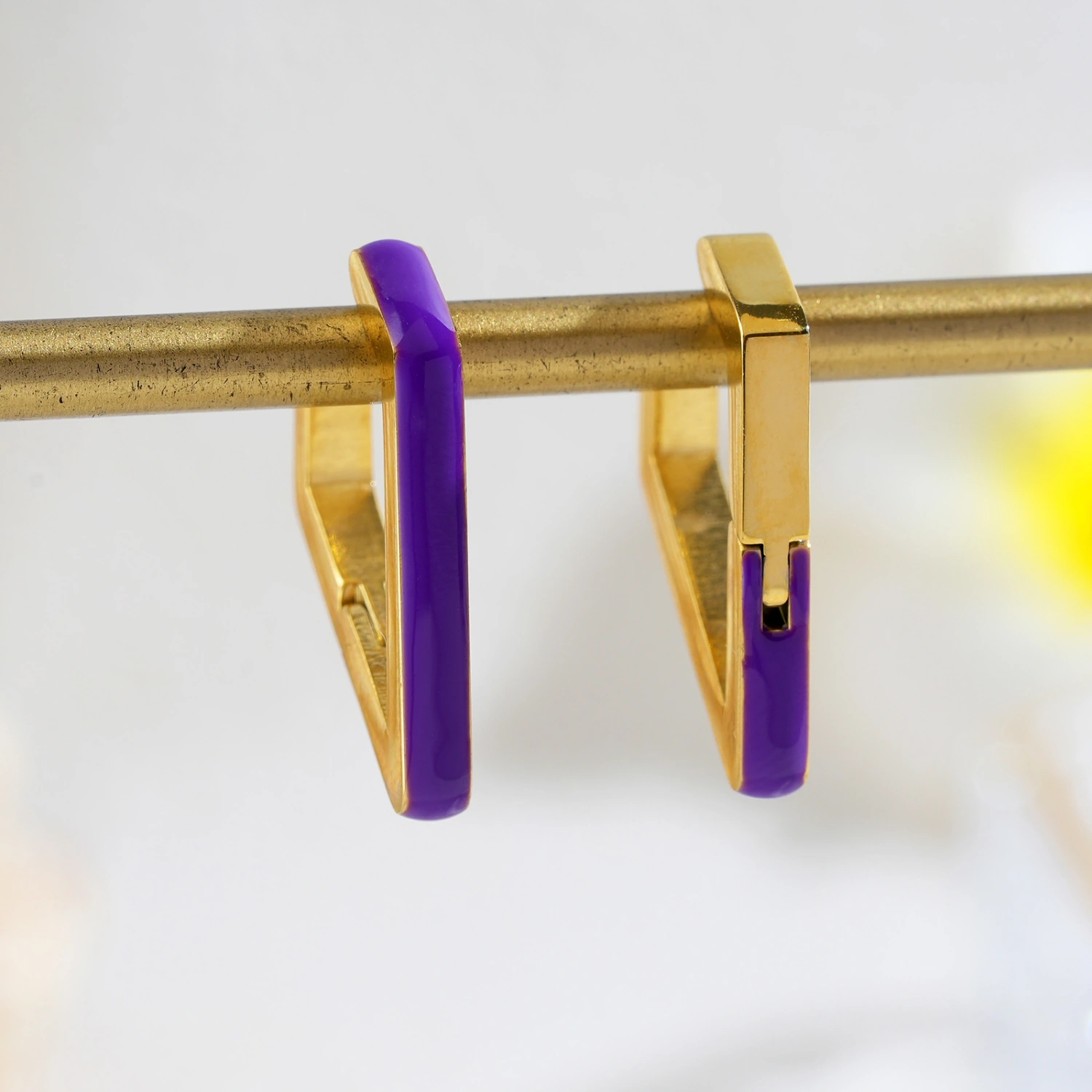 Purple Dripped Glaze Geometric Triangle Earrings