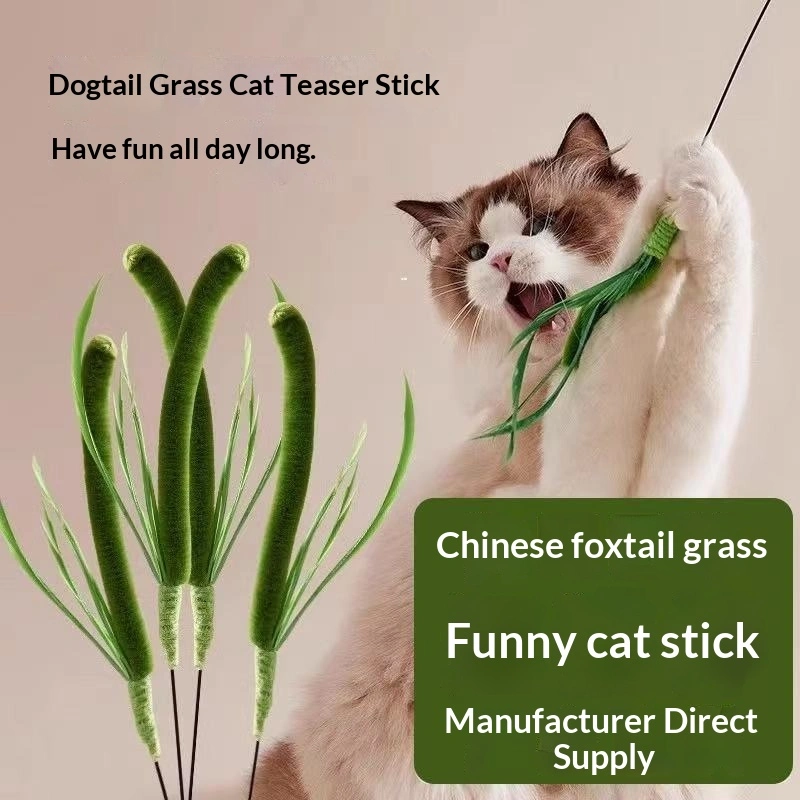 Dogtail Grass Teaser Wand Long-handled Cat Toy Pet Supplies