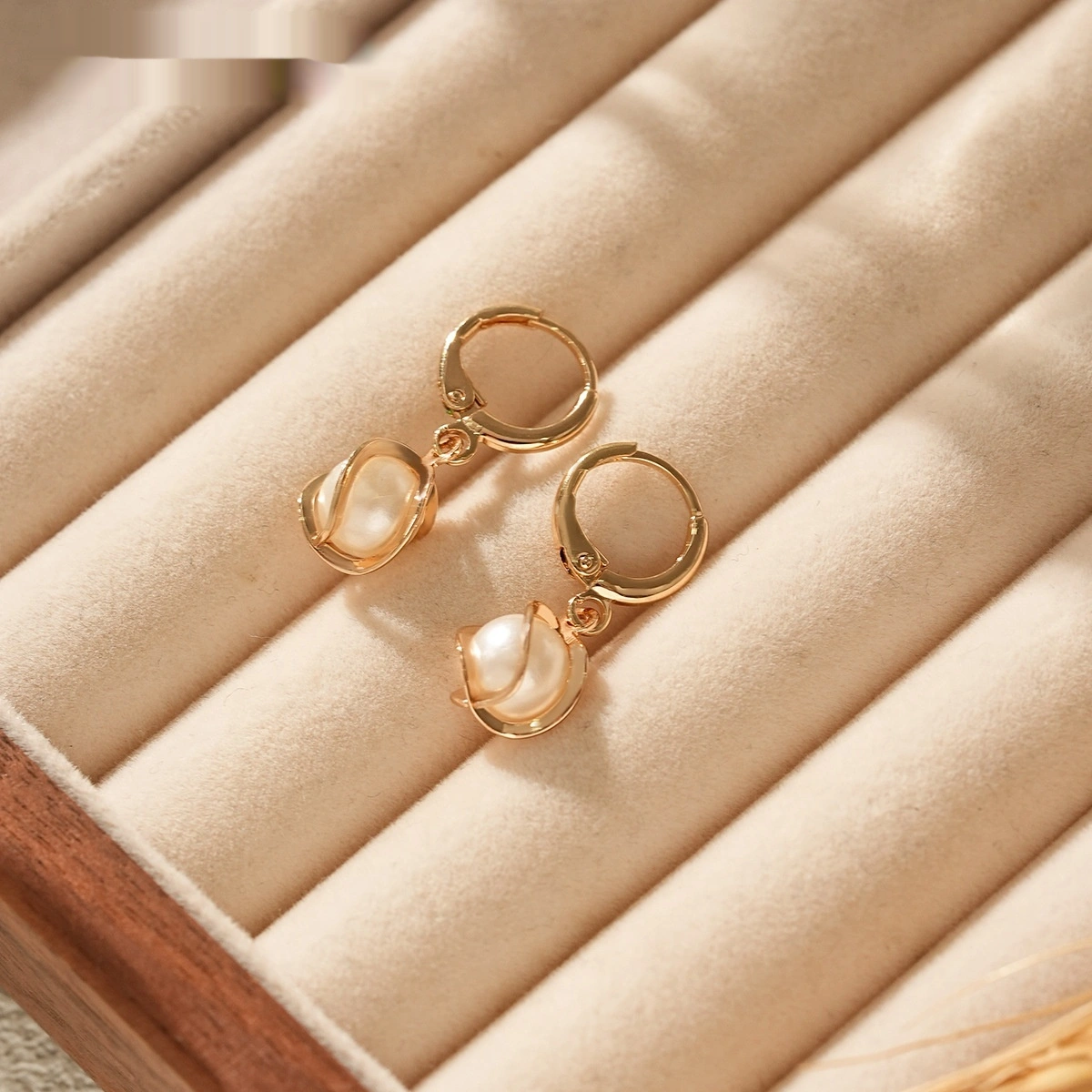 Golden And Steel-colored Round Drop Earrings
