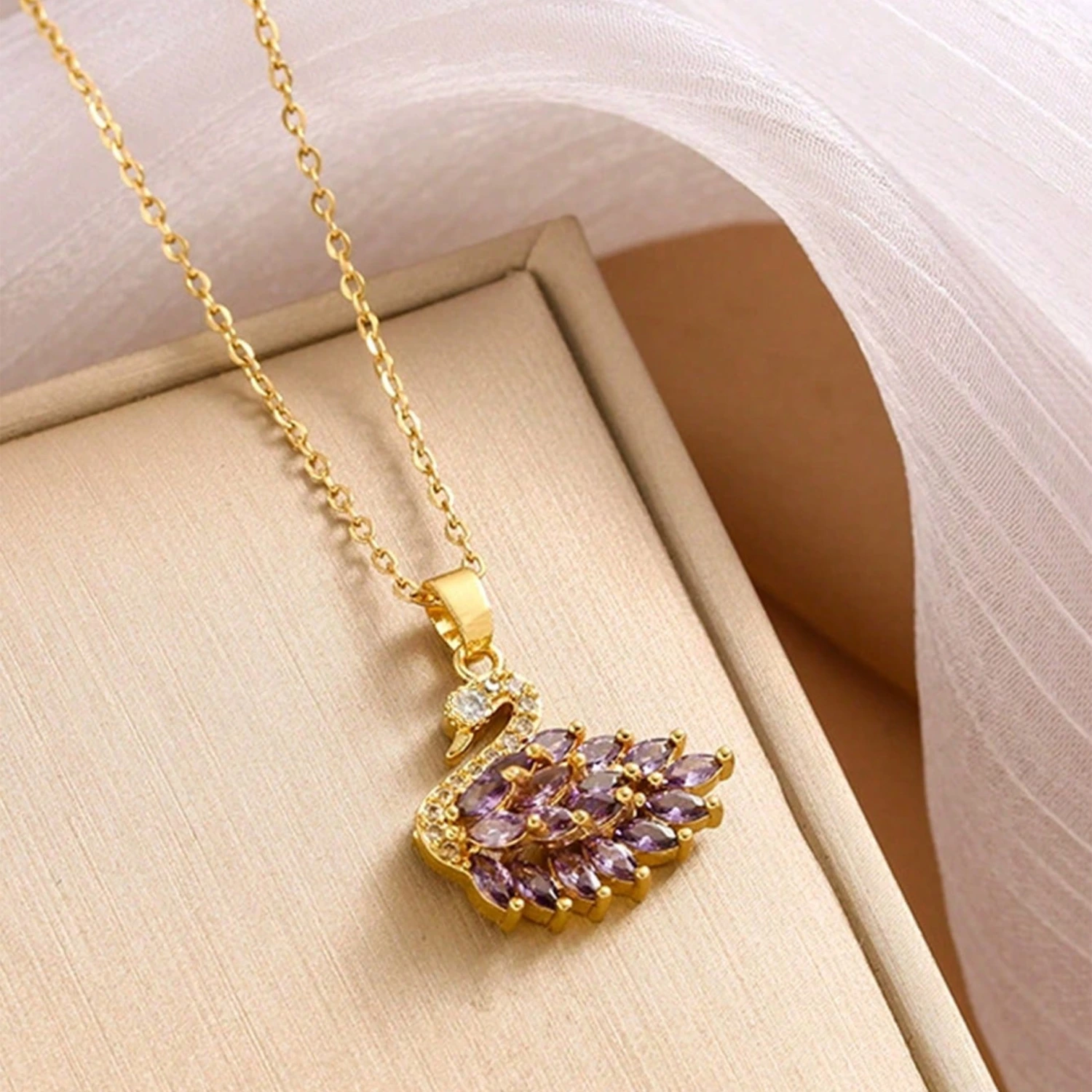 Full Zirconium Swan Necklace Fashion All-matching