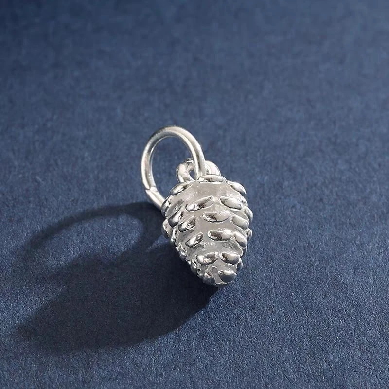 1 Pair 999 Sterling Silver Twisted Pine Cone Drop Earrings, Forest Style, Perfect For Daily Wear And Valentine's Gift