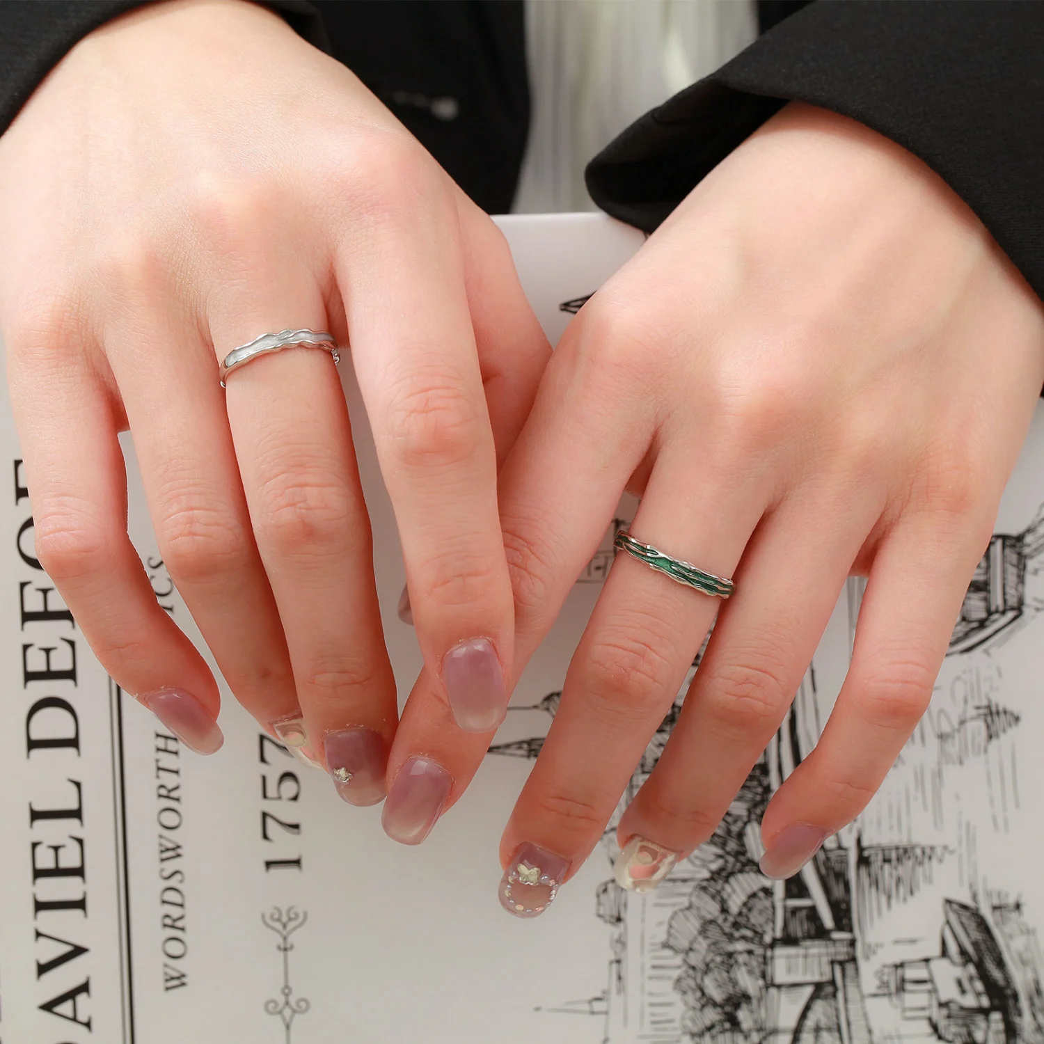 S999 Sterling Silver Aurora Couple Rings Niche Design Pair Bands