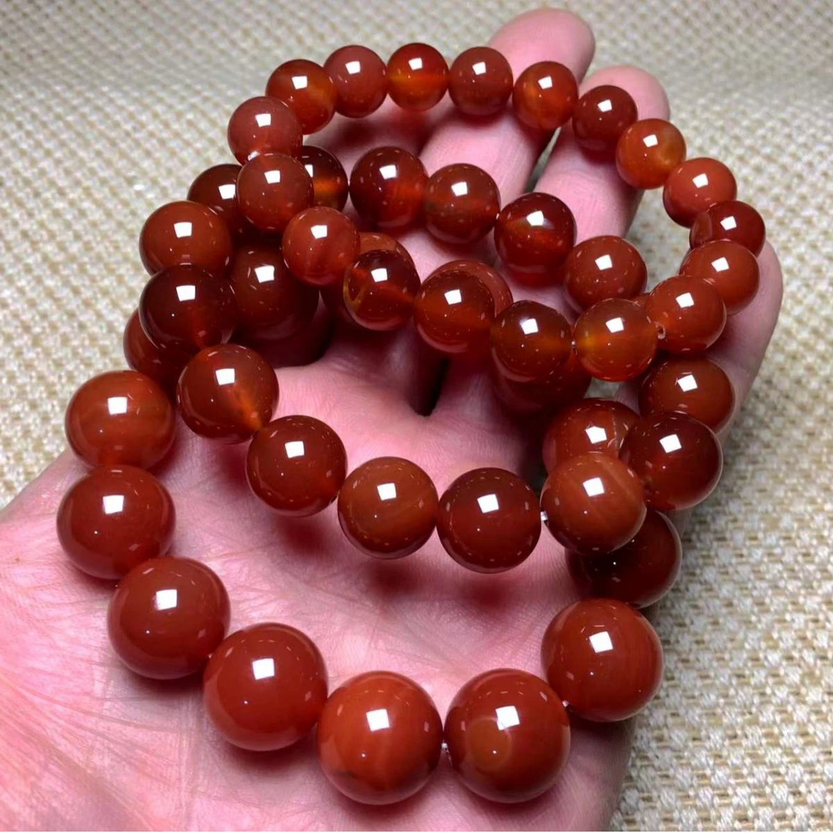 Ice-clear Red Agate Mens And Womens Buddhist Prayer Beads