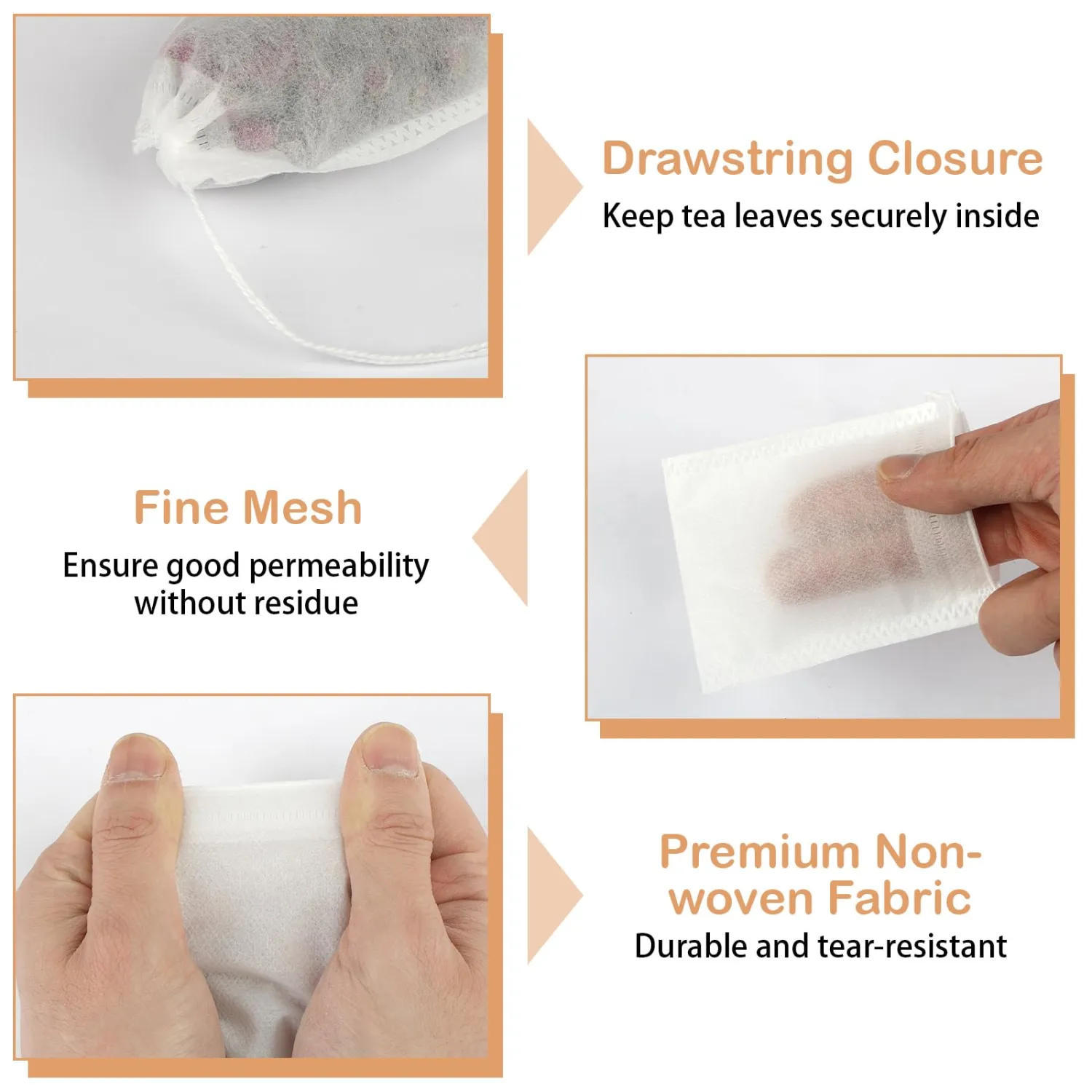 300 Pcs Disposable Tea Bags for Loose Leaf Tea, Food-grade Tea Filter Sachets with Drawstring, Empty Tea Infuser Bag for Coffee, Herbs, Spices (3.54" x 2.75")