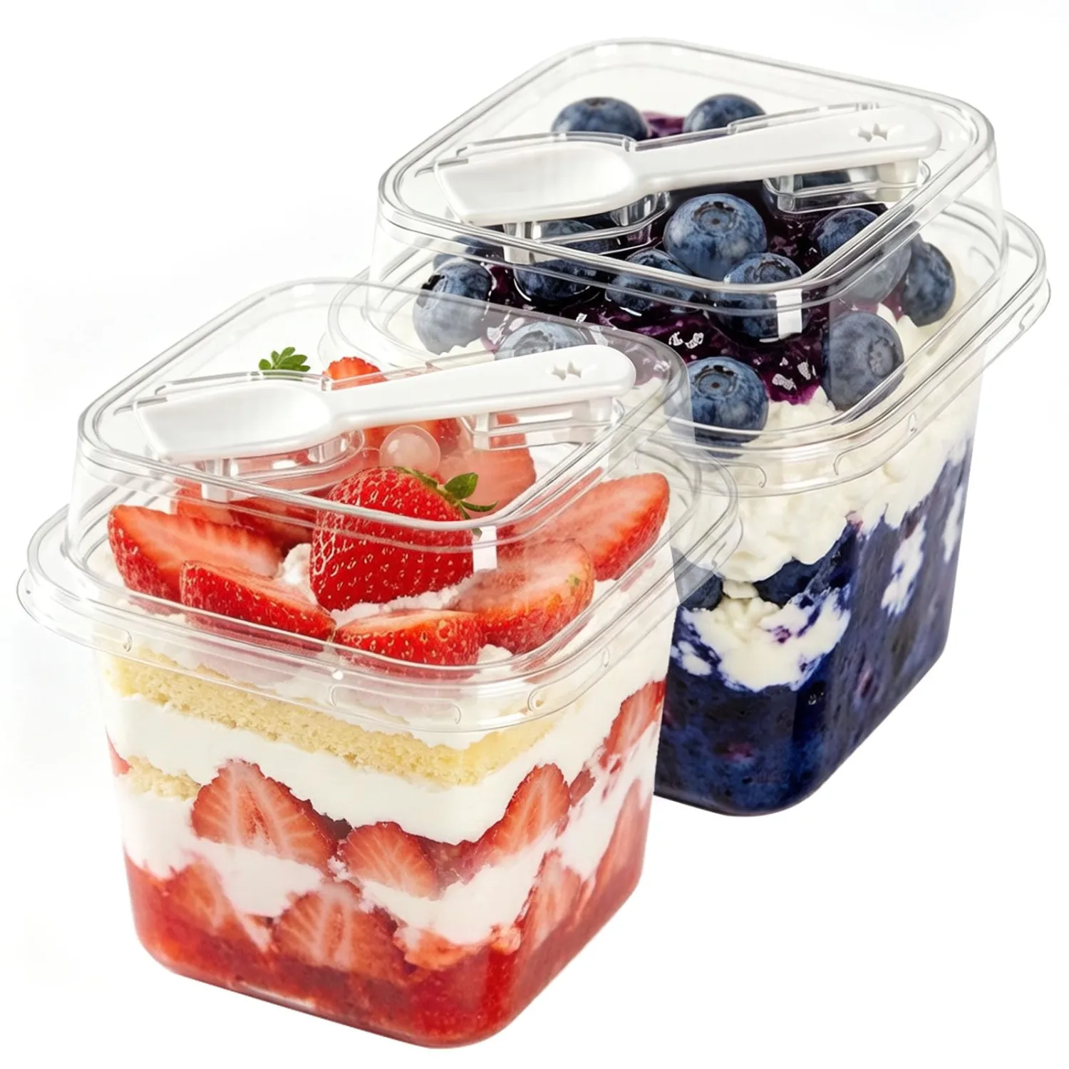 50 Pack 12.8 oz Plastic Dessert Cups with Lids and Spoons, Mini Yogurt Parfait/Appetizer Cup with Lids for Party for Pudding, Fruit and Ice Cream