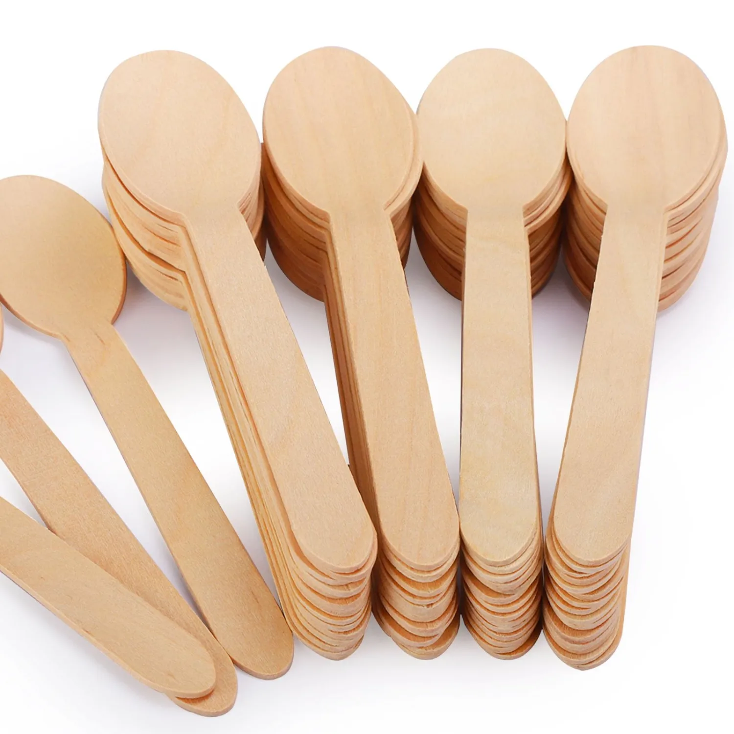 500 Pack Disposable Wooden Spoons 6.3 Inch - Sturdy Birch Wood Compostable & Biodegradable Cutlery - Sustainable Spoons for Catering, Party, Tasting, Ice Cream, Coffee & DIY Craft/Art Supplies