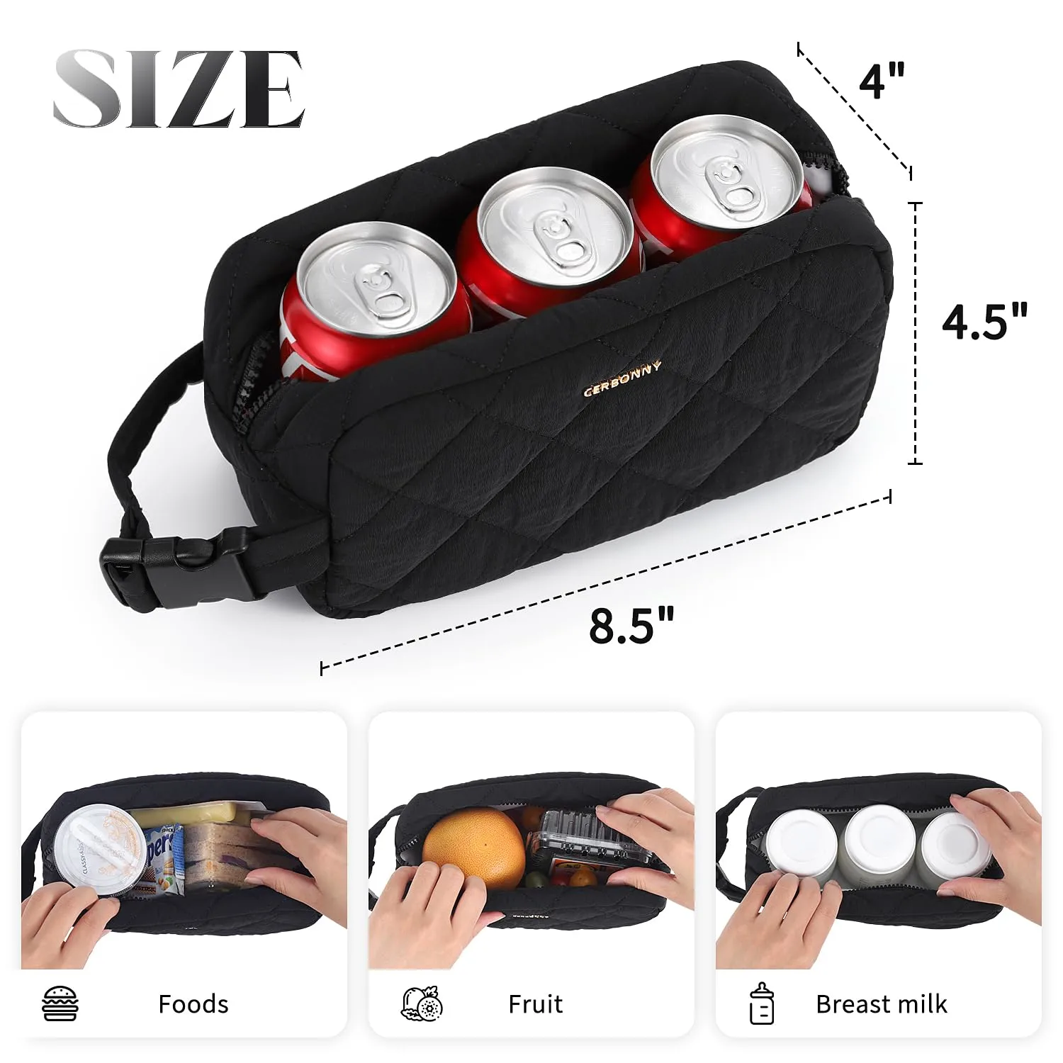 Freezable Lunch Bag,Freezable Snack Bag,Mini Cooler Bag for Travel/Work/School,Small Insulated Bag,Small Cooler Lunch Box with Ice Packs,Insulated Snack Bag,Freezable Snack Box with Handle Buckle