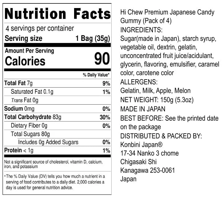 Konbini Japan - Hi Chew Premium Japanese Gummy Variety Pack – Lemon and Yogurt Flavors (Pack of 4) Soft Fruit Candy