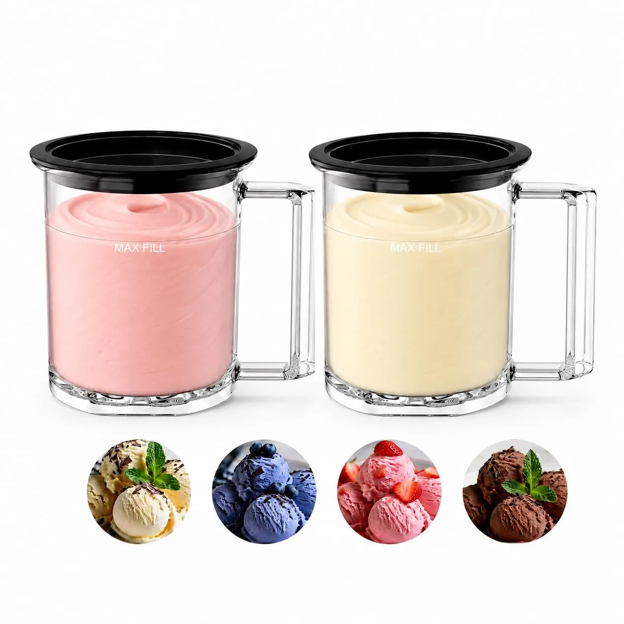 KF-2501 20 oz (2 Pints) Replacement Container Cup with Storage Lid for Frozen Treat Makers, Extra Pint for Ice Cream/Gelato/Sorbet Bases, Freezer Storage, Single-Batch Prep
