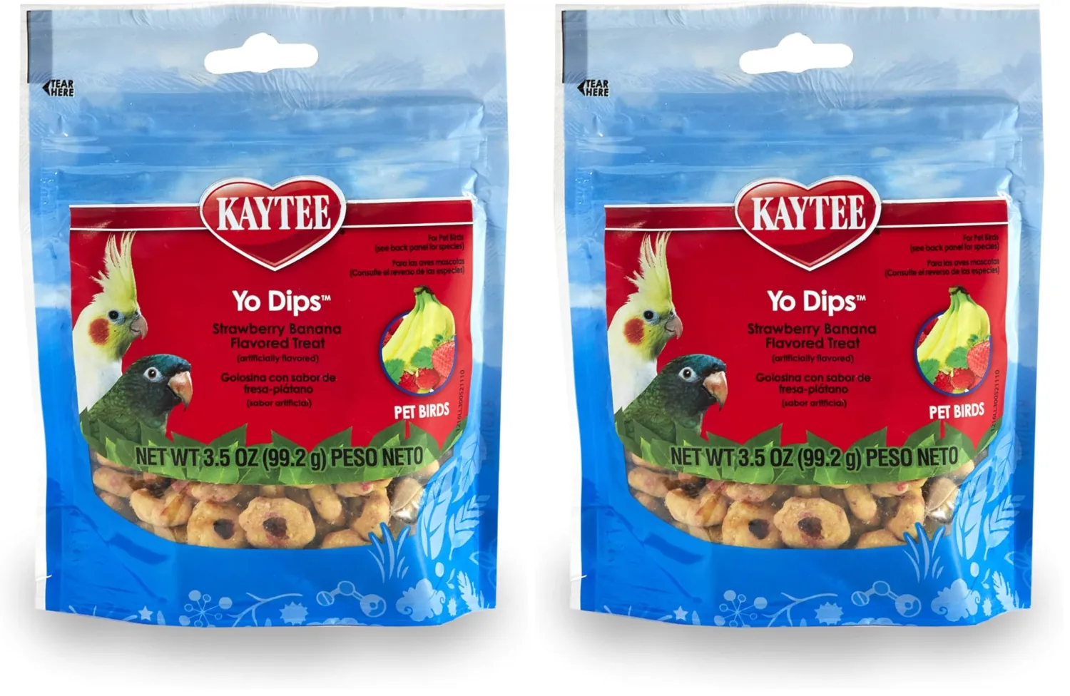 Kaytee Yo Dips Strawberry/Banana Flavor Yogurt Dipped Treat for Pet Birds, 3.5 oz (Pack of 2)
