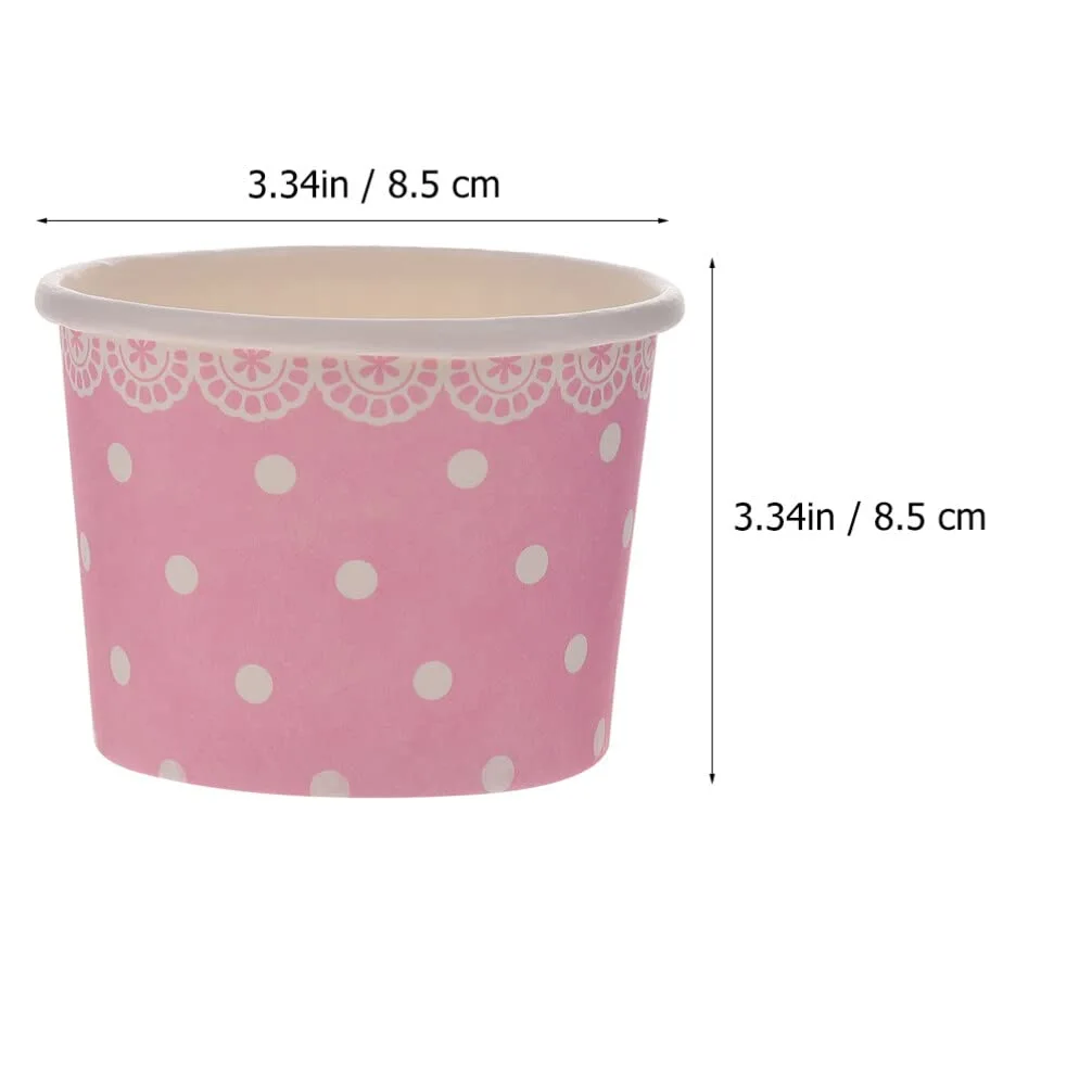 Pink Disposable Dessert Cups 100 Pack 3.9 Inch Paper Ice Cream Bowls for Sundae Pudding Yogurt Party Wedding Camping