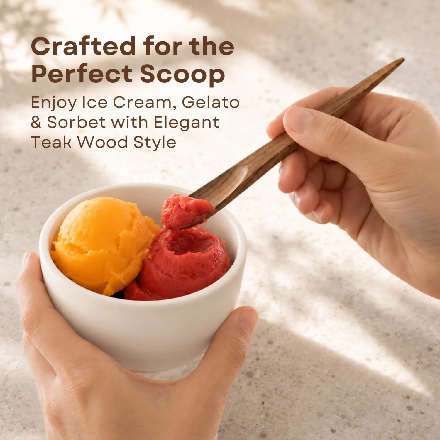 Small Wooden Spoon, 5.3 Inch Handmade Teak Wood Dessert Spoon for Ice Cream, Gelato, Yogurt, Honey, Jam, Tea, Coffee, Spices, Condiments & Gourmet Tasting