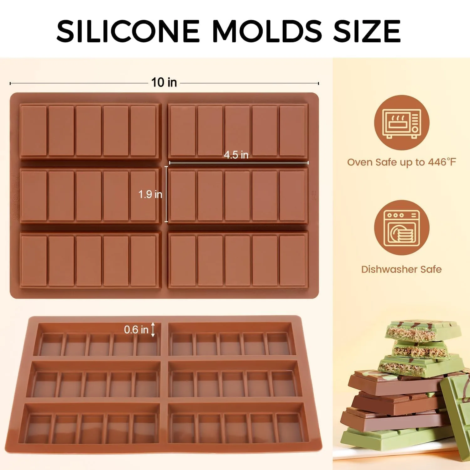 Chocolate Molds - Non-Stick Chocolate Bar Mold, Break Apart Chocolate Mold Food Grade Deep Mold For Tabs Chocolate Milk Snacks