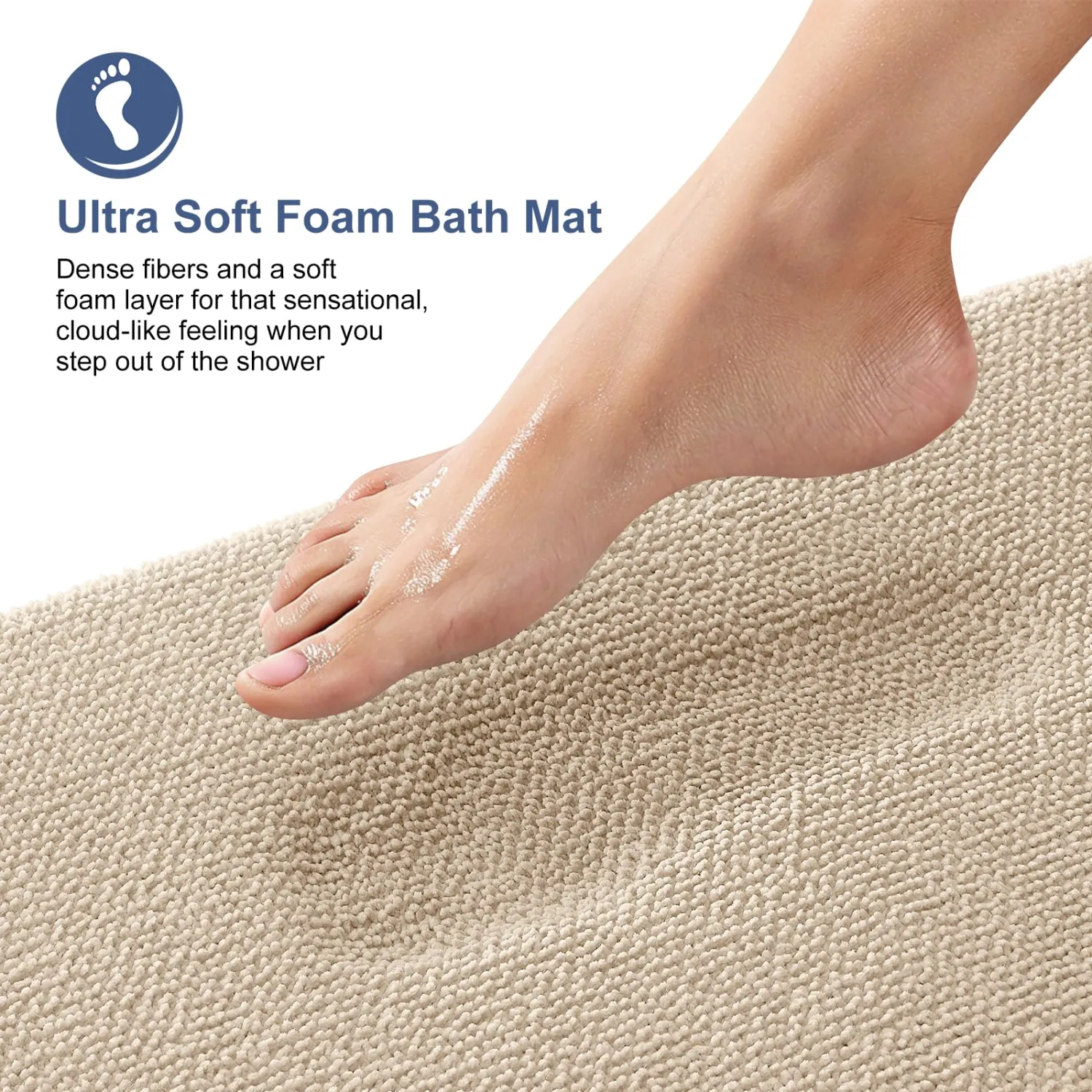 OLANLY Thick Memory Foam Bath Mat Rug 32x20, Extra Soft Absorbent Bathroom Rug, Quick Dry Bath Mats, Non-Slip, Machine Washable Carpet for Bathroom, Tub and Shower, Home Decor Accessories, Beige