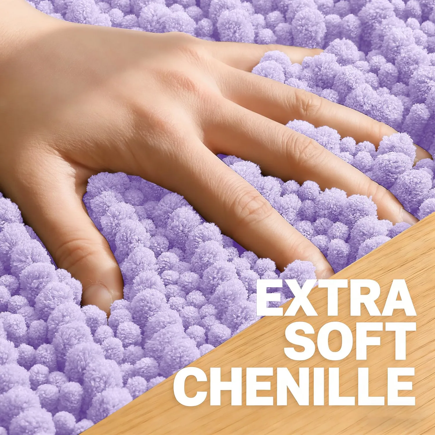 OLANLY Long Bathroom Rugs Runner 47x17, Thick Soft and Absorbent Chenille Bath Mat, Non-Slip, Machine Washable Quick Dry Bath Rugs for Tub Shower Floor, Home Decor Accessories, Lavender