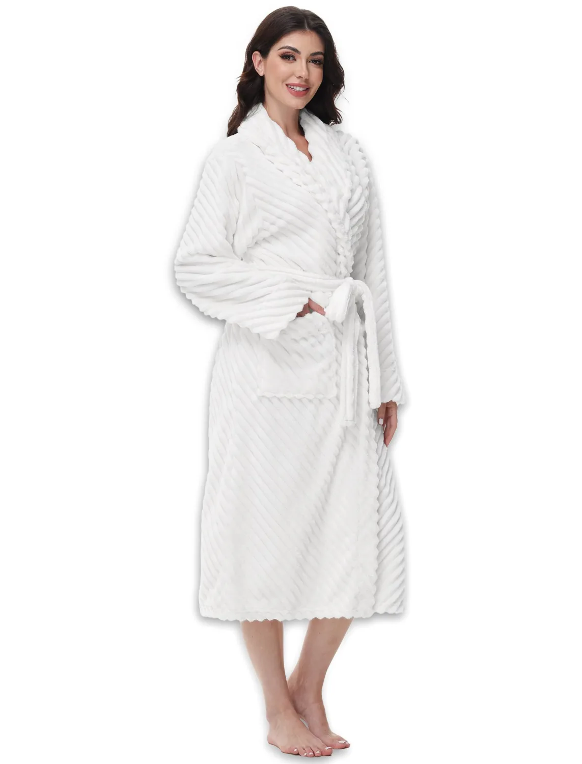 Yurhap Premium Robes for Women - Super Soft Cozy Fleece Womens Robe Plush Long Bathrobe