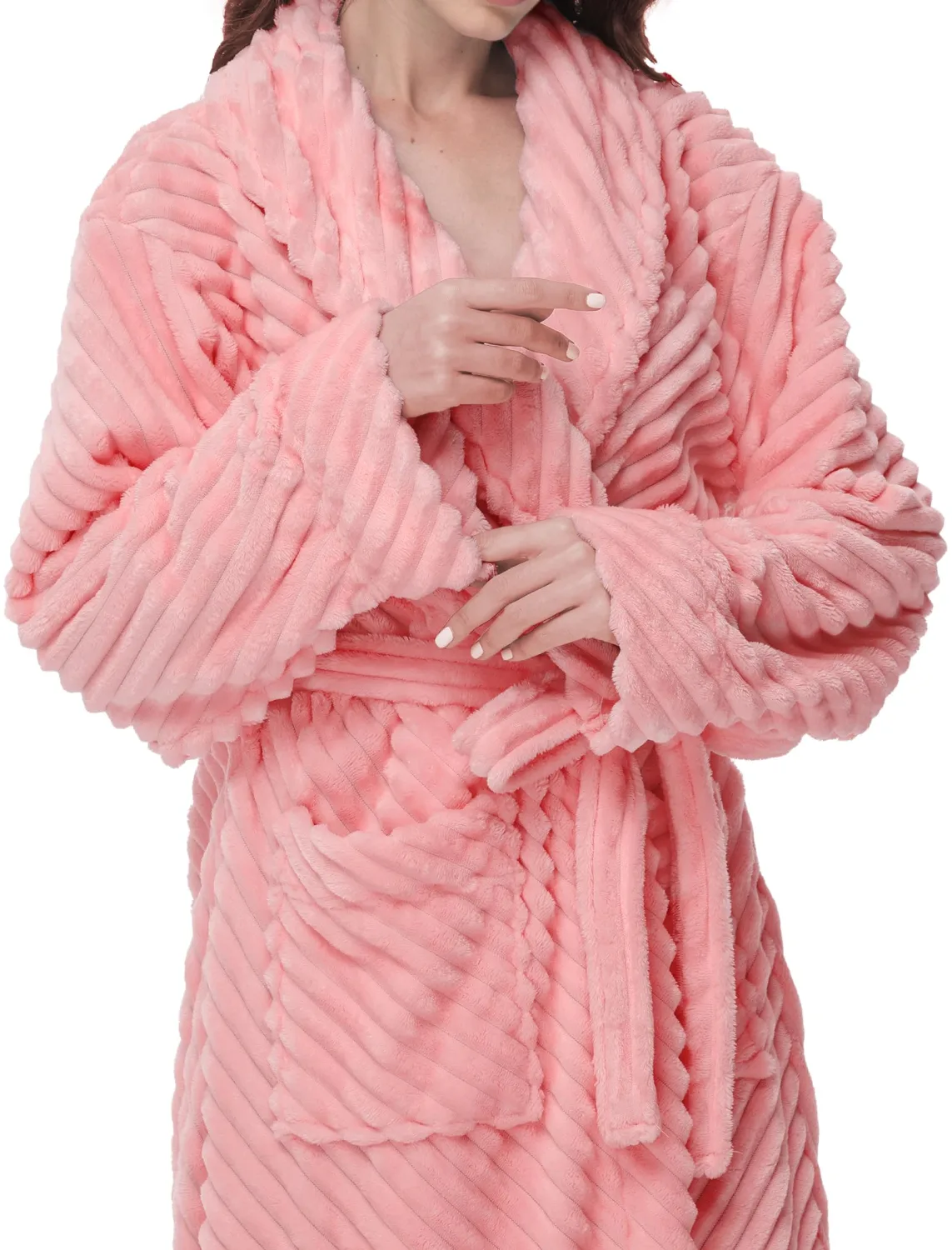 Yurhap Premium Robes for Women - Super Soft Cozy Fleece Womens Robe Plush Long Bathrobe