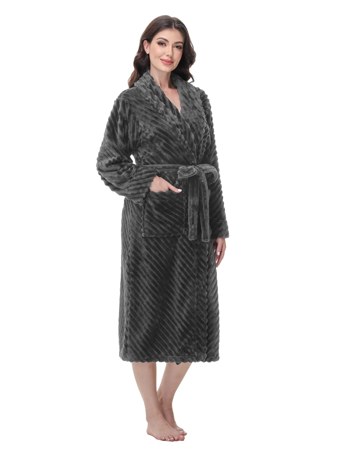 Yurhap Premium Robes for Women - Super Soft Cozy Fleece Womens Robe Plush Long Bathrobe