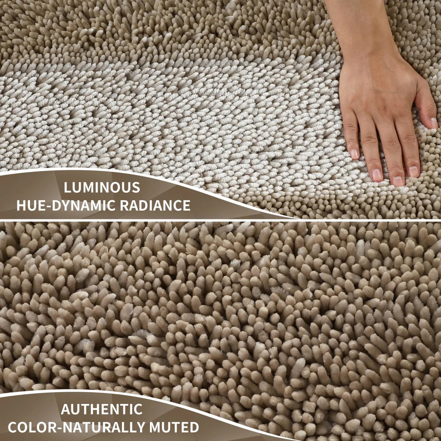 Yimobra Long Bathroom Rug Non Slip 44x24 Inch, Extra Thick Soft Absorbent Chenille Bath Mat, Machine Washable Quick Dry Bath Rugs for Bathroom Floor, Tub and Shower, Home Decor Accessories, Camel